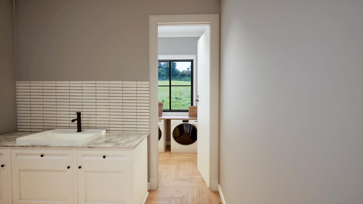 Plan 420118WNT: 1-Story Modern Farmhouse Plan with a Flex Room and Expansive Outdoor Living - Image #11 - Country, Farmhouse, Modern Farmhouse, New American, Ranch