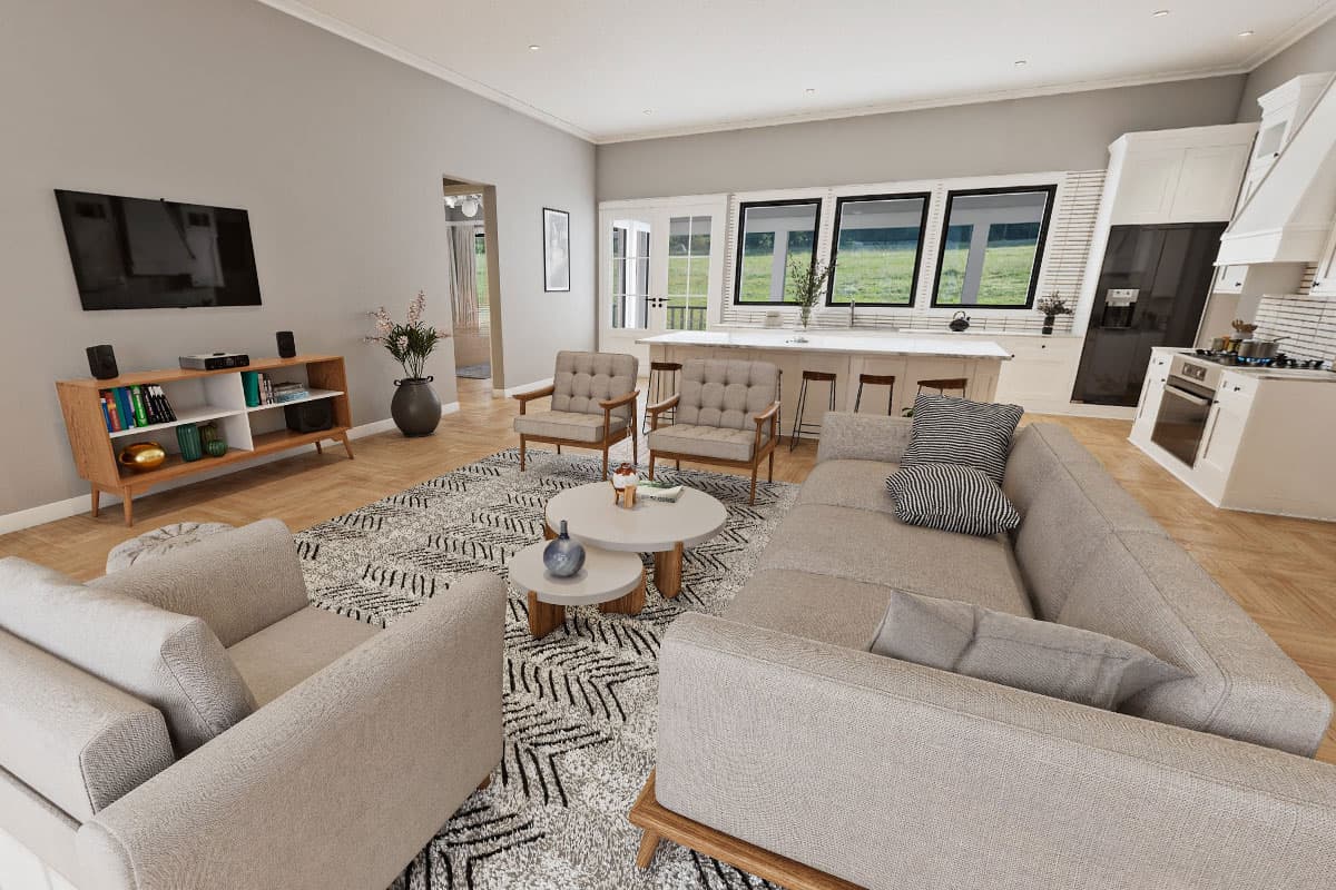 Plan 420118WNT: 1-Story Modern Farmhouse Plan with a Flex Room and Expansive Outdoor Living - Virtual Tour Cover Image - Country, Farmhouse, Modern Farmhouse, New American, Ranch