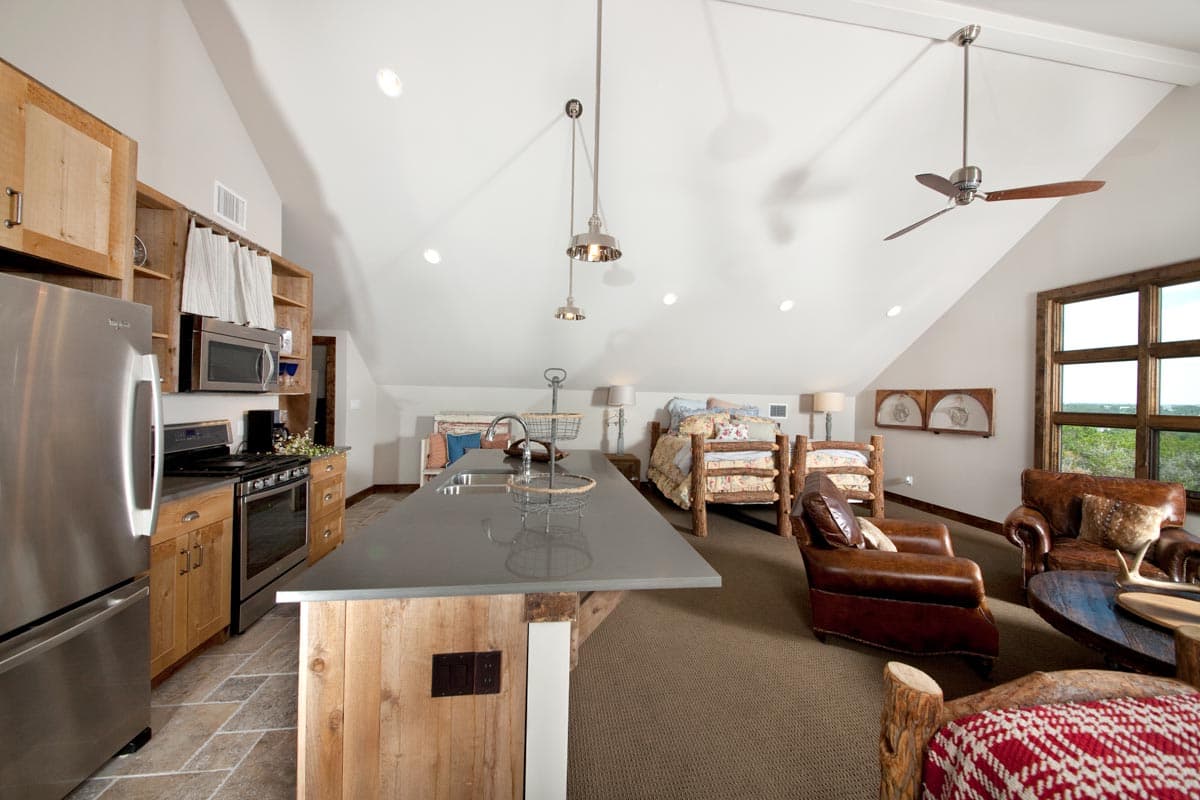 Plan 333023JHB: Detached 3-Car Garage with Studio Apartment Above - 965 Sq Ft - Image #6 - Barndominium, Carriage, Country, Rustic