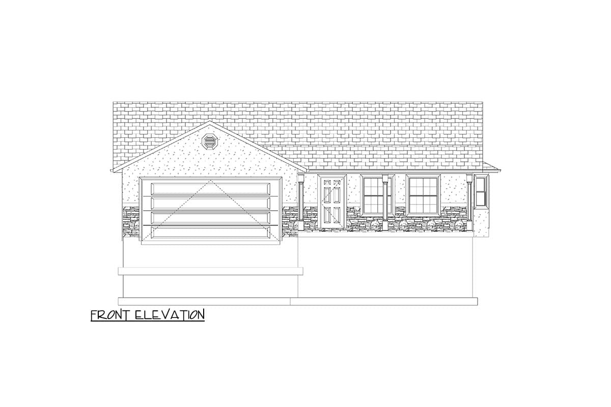 Plan 61468UT: 3 Bed House Plan with 2 Car Garage - 1462 Sq Ft - Architectural Designs - Image #8 - Ranch, Traditional
