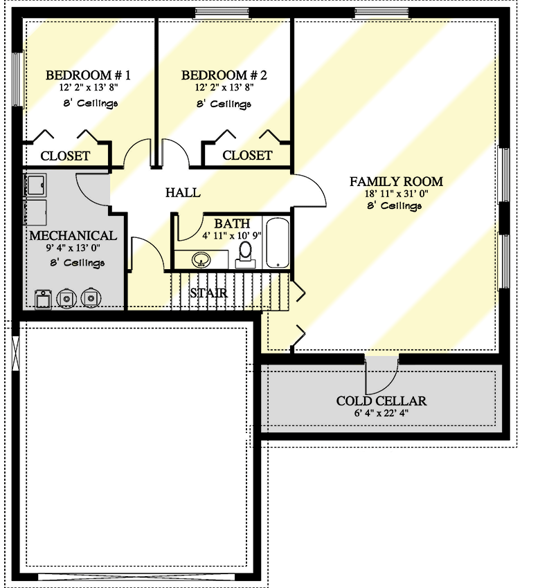 Plan 61468UT: 3 Bed House Plan with 2 Car Garage - 1462 Sq Ft - Architectural Designs - Floor Plan - Optional Lower Level - Ranch, Traditional