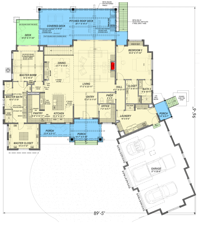 Plan 64545SC: Mountain Craftsman House Plan with Angled Garage - 2700 Sq Ft - Floor Plan - Main Level - Craftsman, Mountain, New American
