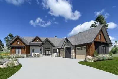 Mountain Craftsman House Plan with Angled Garage - 2700 Sq Ft