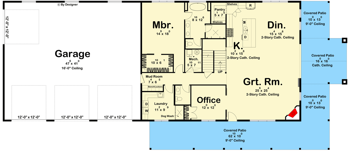 Plan 623302DJ: Barndominium-Style House Plan with 4-Car Garage - 3476 Sq Ft - Floor Plan - Main Level - Barndominium, Country, Modern Farmhouse, New American
