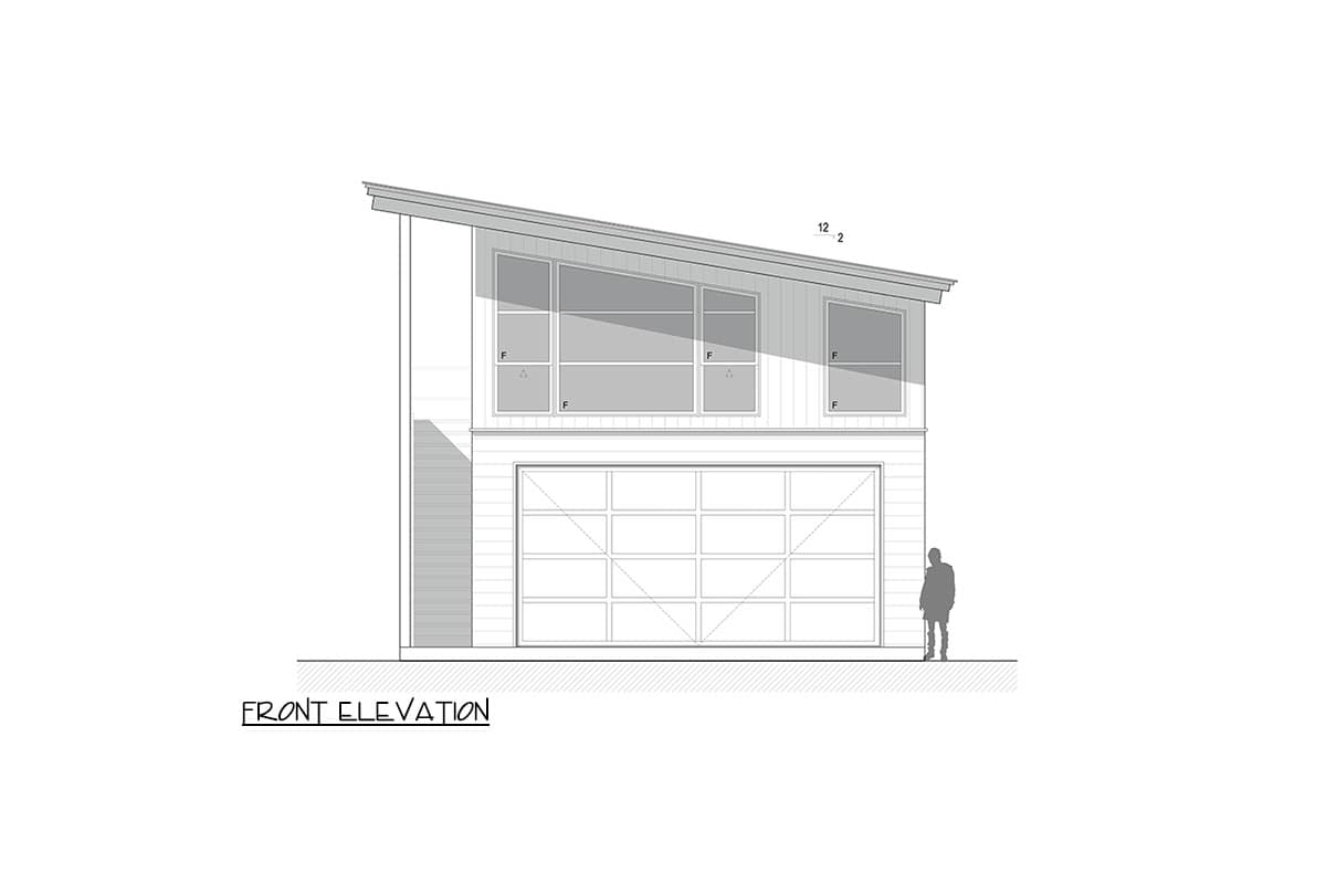 Plan 311048RMZ: Two-Story Modern Garage Apartment or ADU - 582 Sq Ft - Image #4 - Carriage, Contemporary, Mid Century Modern, Modern, Northwest