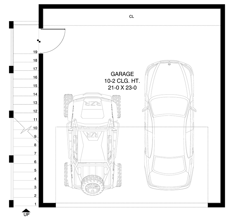 Plan 311048RMZ: Two-Story Modern Garage Apartment or ADU - 582 Sq Ft - Floor Plan - Main Level - Carriage, Contemporary, Mid Century Modern, Modern, Northwest