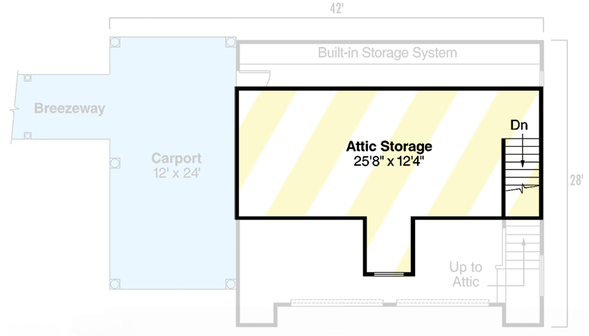 Plan 72396DA: 2-Car Detached Garage with Carport - 796 Sq Ft - Floor Plan - Storage Above - Country, Traditional