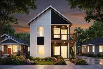 Modern Style Duplex House Plan with Full-Floor 2-Bed 2-Bath 800 Sq Ft Units