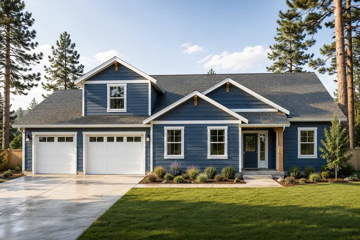 Craftsman Style House Plan with 3 Bedrooms and 3-Car Garage