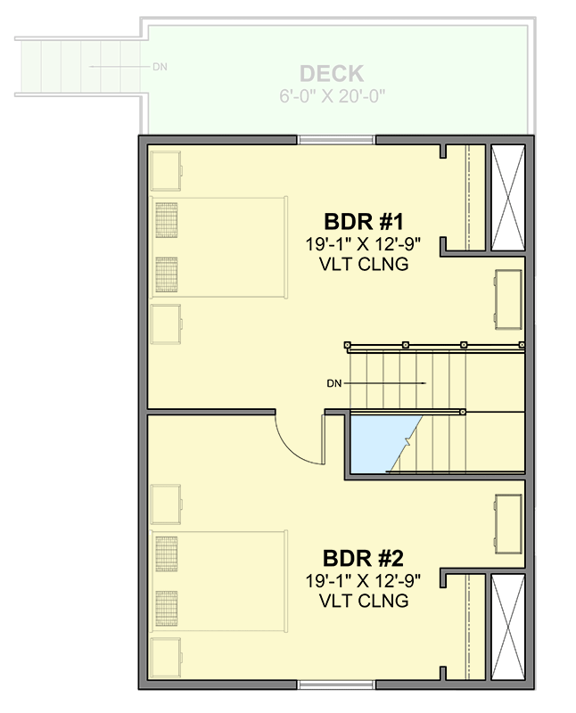 Plan 246021DLR: 2-Bed Modern Cabin House Plan with ADU Potential - 1062 Sq Ft - Floor Plan - 2nd Floor - Cabin, Cottage