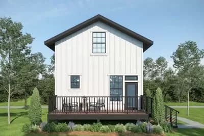 2-Bed Modern Cabin House Plan with ADU Potential - 1062 Sq Ft
