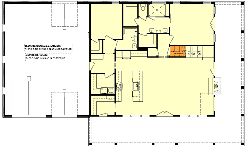 Plan 51949HZ: 2-Story Modern Farmhouse Barndominium House Plan with 4-Beds Under 2800 Square Feet - Floor Plan - Basement Stairs Location - Barndominium, Country, Farmhouse, Modern Farmhouse, New American
