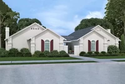 Southern Traditional Duplex House Plan - 1083 Sq Ft Units 