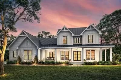 4-Bed Modern Farmhouse Plan with Optionally Finished Bonus Room - 2392 Sq Ft