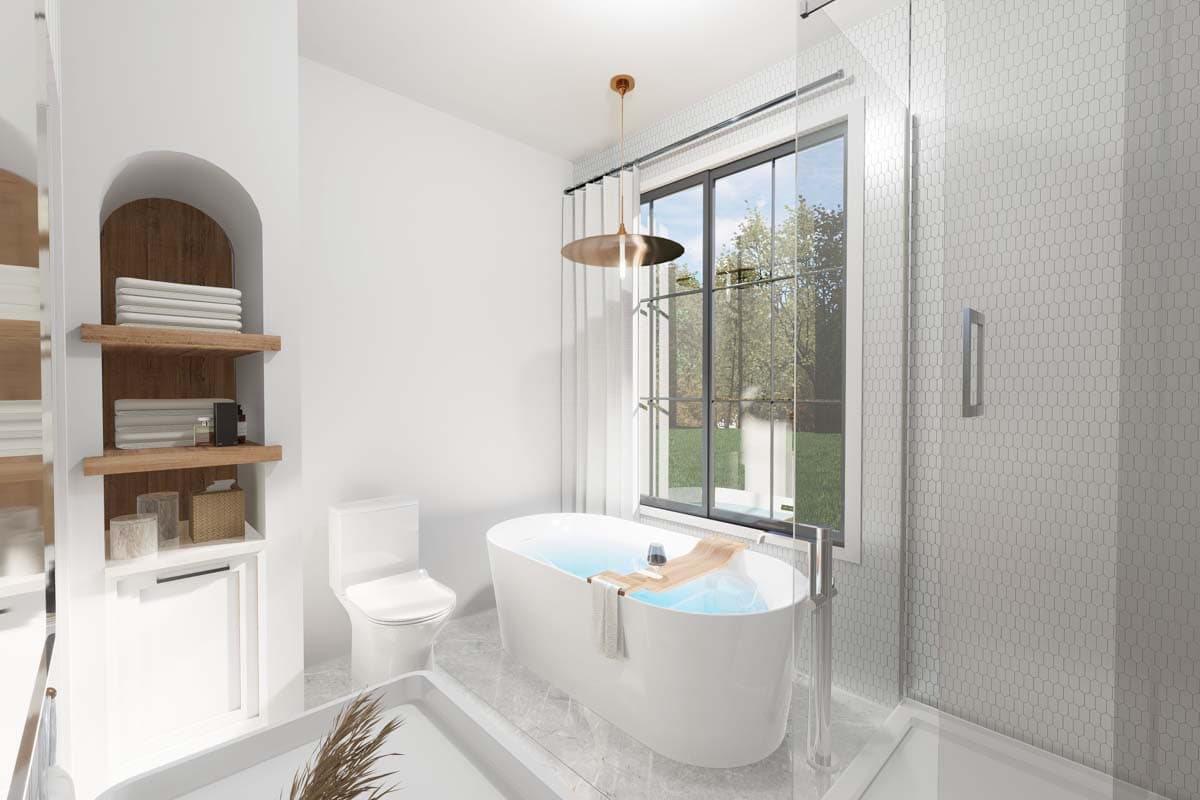 Plan 22679DR: Transitional House Plan with Cathedral Ceiling Living Room - 1612 Sq Ft - Image #7 - Cottage, New American, Ranch, Transitional