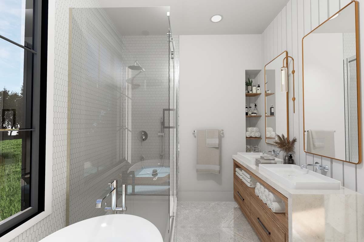 Plan 22679DR: Transitional House Plan with Cathedral Ceiling Living Room - 1612 Sq Ft - Image #8 - Cottage, New American, Ranch, Transitional