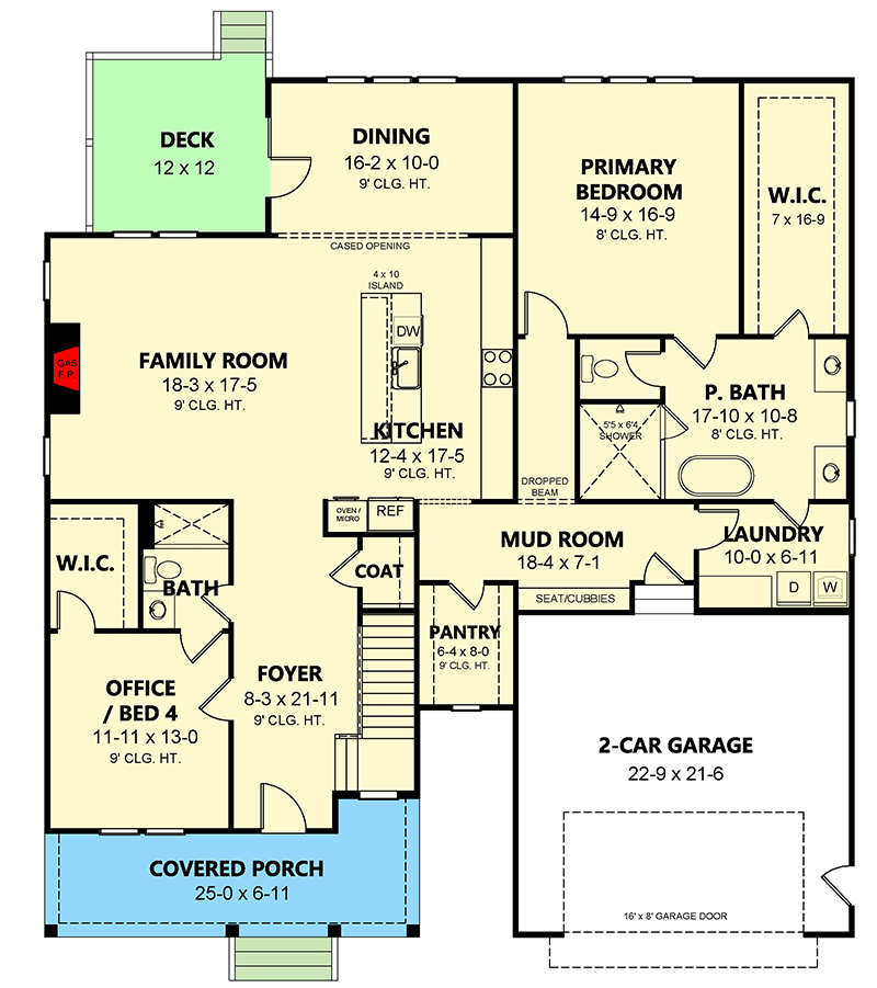 Plan 260029RVC: Modern Farmhouse Plan with Flex Room and Upstairs Expansion - 3110 Sq Ft - Floor Plan - Main Level