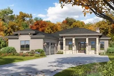 New American House Plan with Flex Room and Large Rear Porch - 2844 Sq Ft