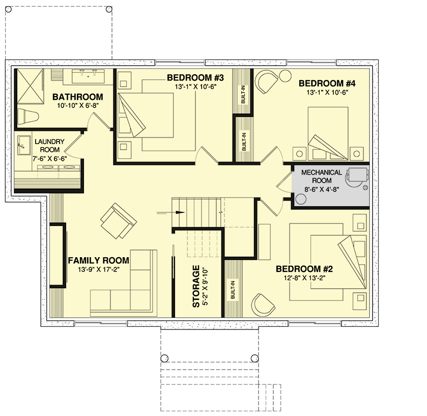 Plan 22681DR: Contemporary Cottage House Plan with Finished Lower Level - 2408 Sq Ft - Floor Plan - Lower Level - Cabin, Cottage, Country