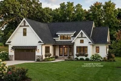 4-Bed Contemporary Farmhouse Plan with Optional 5th Bedroom - 2843 Sq Ft