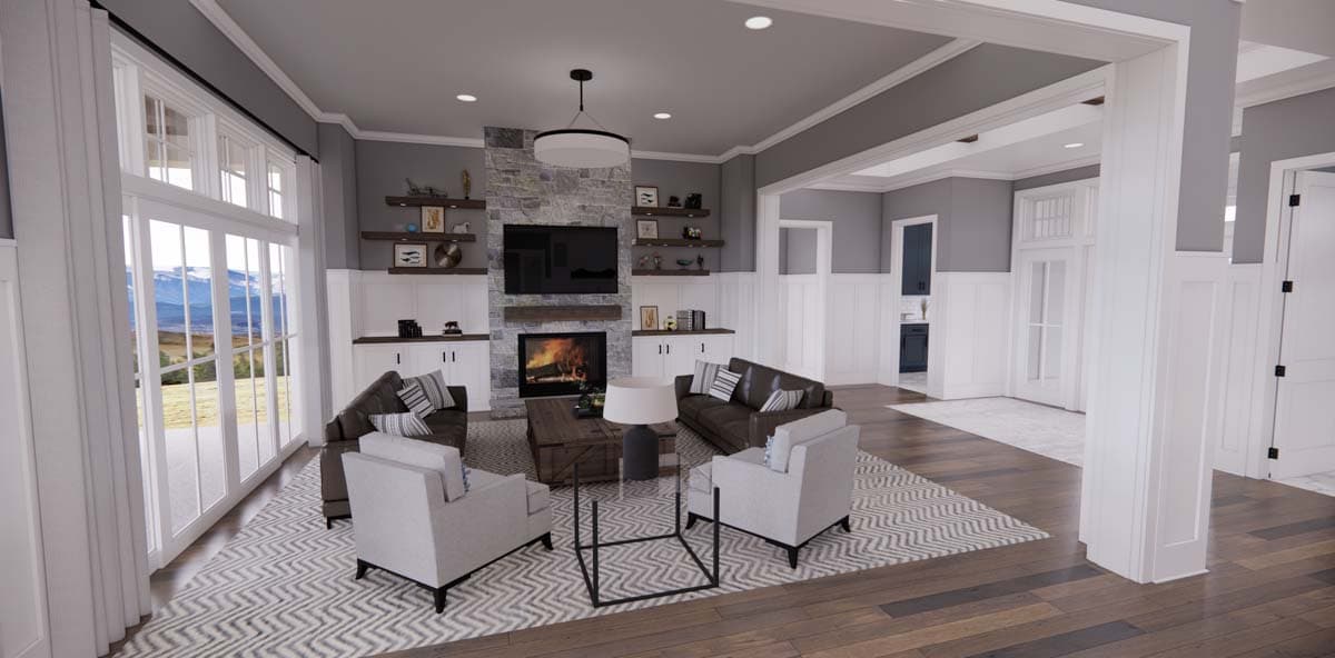Plan 14785RK: One-Story Modern Farmhouse Plan with Bonus Above Garage - 2112 Sq Ft - Image #9 - Country, Farmhouse, Modern Farmhouse, New American, Ranch