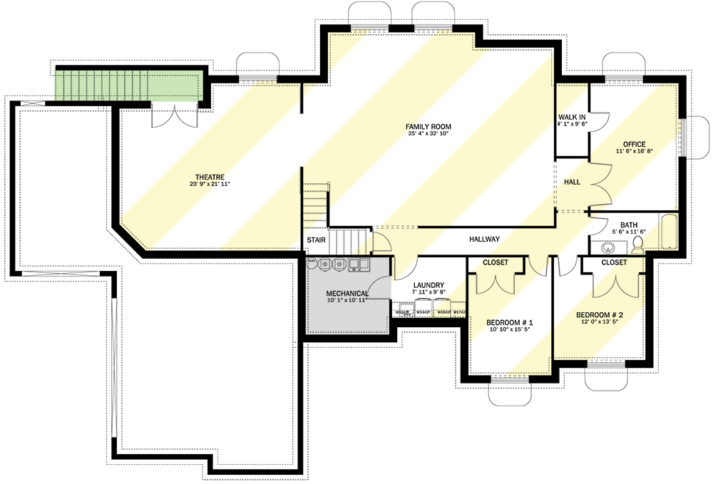 Plan 61473UT: One-Story House Plan with 3 Bedrooms and a Home Office - 2576 Sq Ft - Floor Plan - Optional Lower Level - Ranch, Traditional