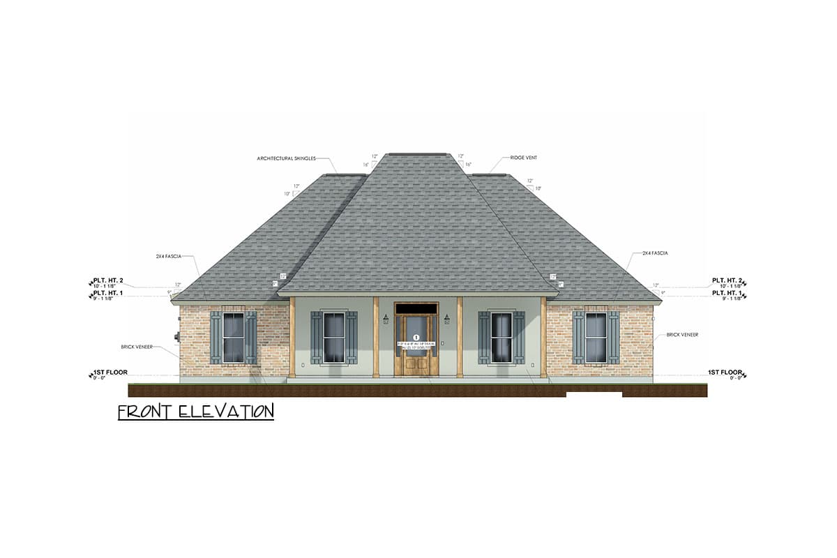 Plan 185003PHD: 3 Bed Acadian-Style House Plan with Carport - 1705 Sq Ft - Image #25 - Acadian, European, French Country, Southern