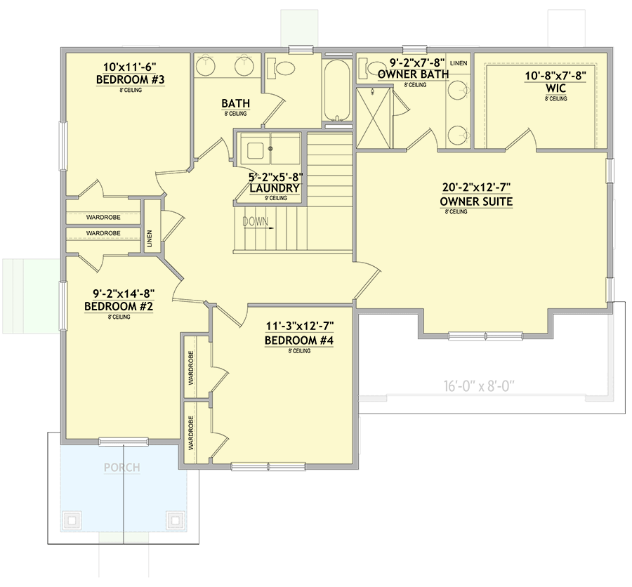Plan 849025PGE: New American House Plan with 4 Upstairs Bedrooms - 2778 Sq Ft - Floor Plan - 2nd Floor - Craftsman, New American