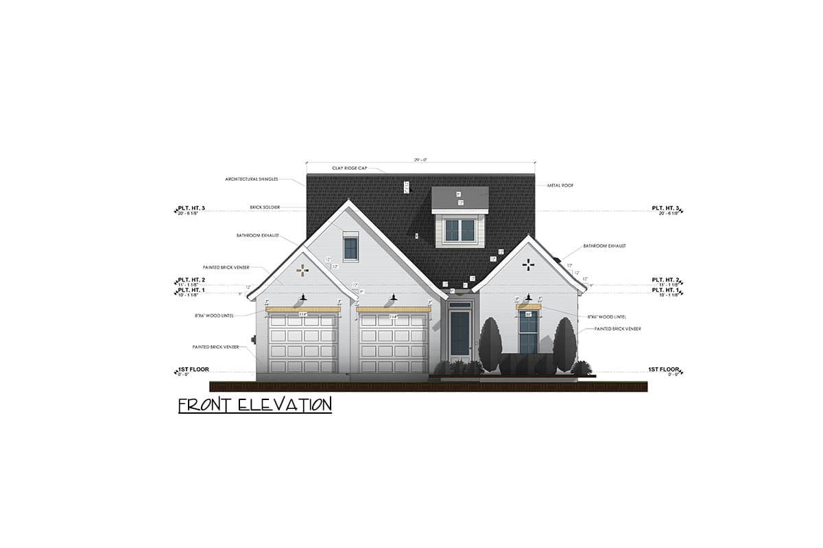 Plan 185011PHD: 3 Bed Southern Home Plan with a Pocket Office - 1787 Sq Ft - Image #42 - Acadian, French Country, Southern