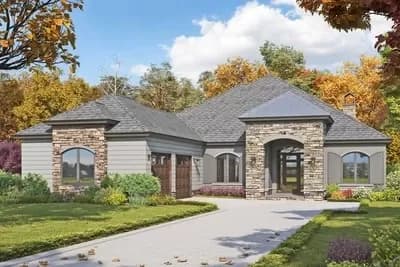 One-Story 3-Bed 3.5 Bath House Plan with Flex Room - 2844 Sq Ft