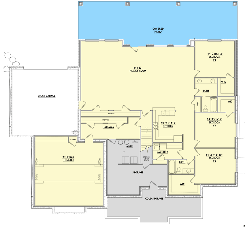 Plan 849026PGE: 5-Bed New American House Plan with Finished Lower Level - 6461 Sq Ft - Floor Plan - Lower Level - Craftsman, New American