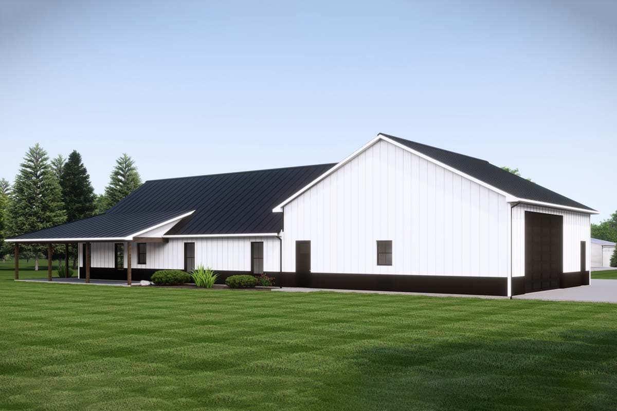 Plan 135246GRA: 3 Bed Barndominium-Style House Plan with 1600 Sq Ft Garage - 2456 Sq Ft - Image #4 - Barndominium, Country, Modern Farmhouse, Ranch