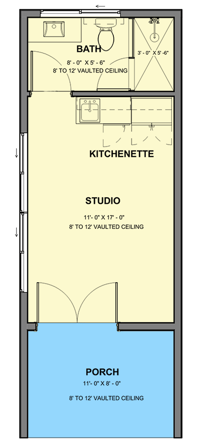 Plan 380013ASH: 300 Square Foot Contemporary Scandinavian-Style House Plan - Floor Plan - Main Level - Cabin, Contemporary, Modern, Scandinavian, Vacation