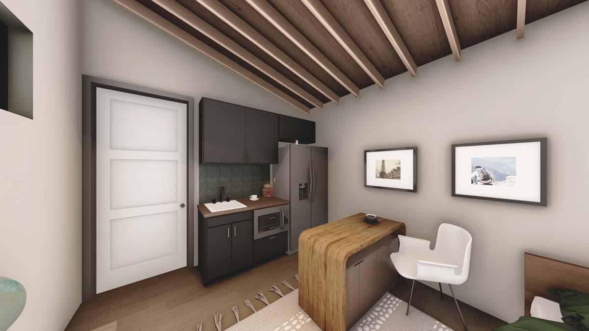 Plan 380013ASH: 300 Square Foot Contemporary Scandinavian-Style House Plan - Image #5 - Cabin, Contemporary, Modern, Scandinavian, Vacation