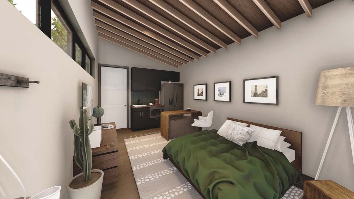 Plan 380013ASH: 300 Square Foot Contemporary Scandinavian-Style House Plan - Image #6 - Cabin, Contemporary, Modern, Scandinavian, Vacation