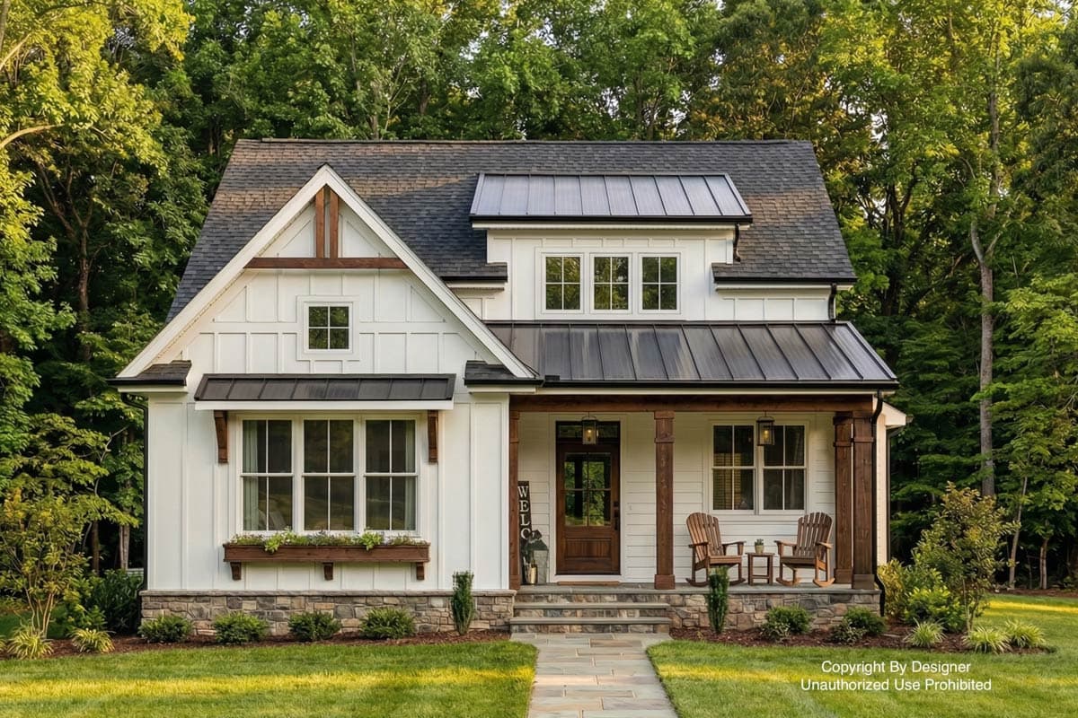 Plan image - 14787RK:Transitional Farmhouse Plan with Side Porch - 2419 Sq Ft