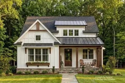 Transitional Farmhouse Plan with Side Porch - 2419 Sq Ft