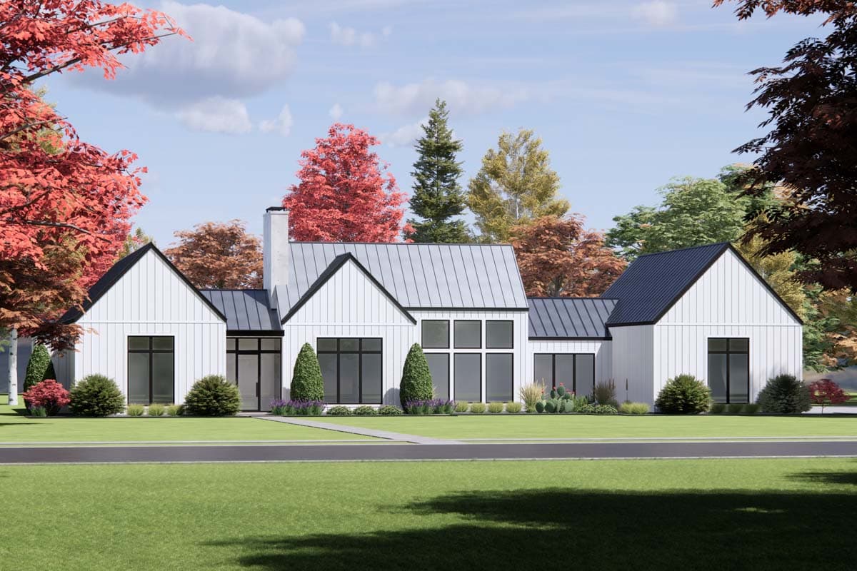 Plan 818095JSS: One-Story Transitional Farmhouse Plan with Spacious Open Concept and Split Bedrooms - Image #4 - Contemporary, Farmhouse, Hill Country, Modern Farmhouse, New American, Transitional