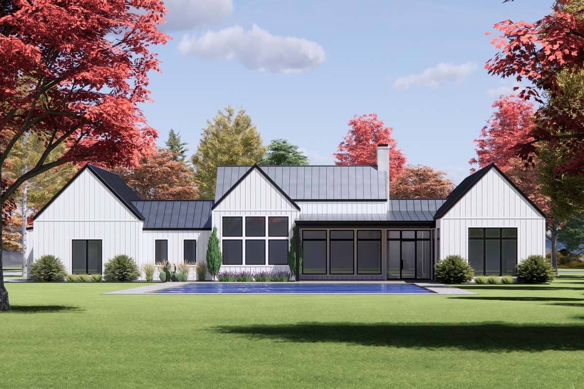 Plan 818095JSS: One-Story Transitional Farmhouse Plan with Spacious Open Concept and Split Bedrooms - Image #6 - Contemporary, Farmhouse, Hill Country, Modern Farmhouse, New American, Transitional