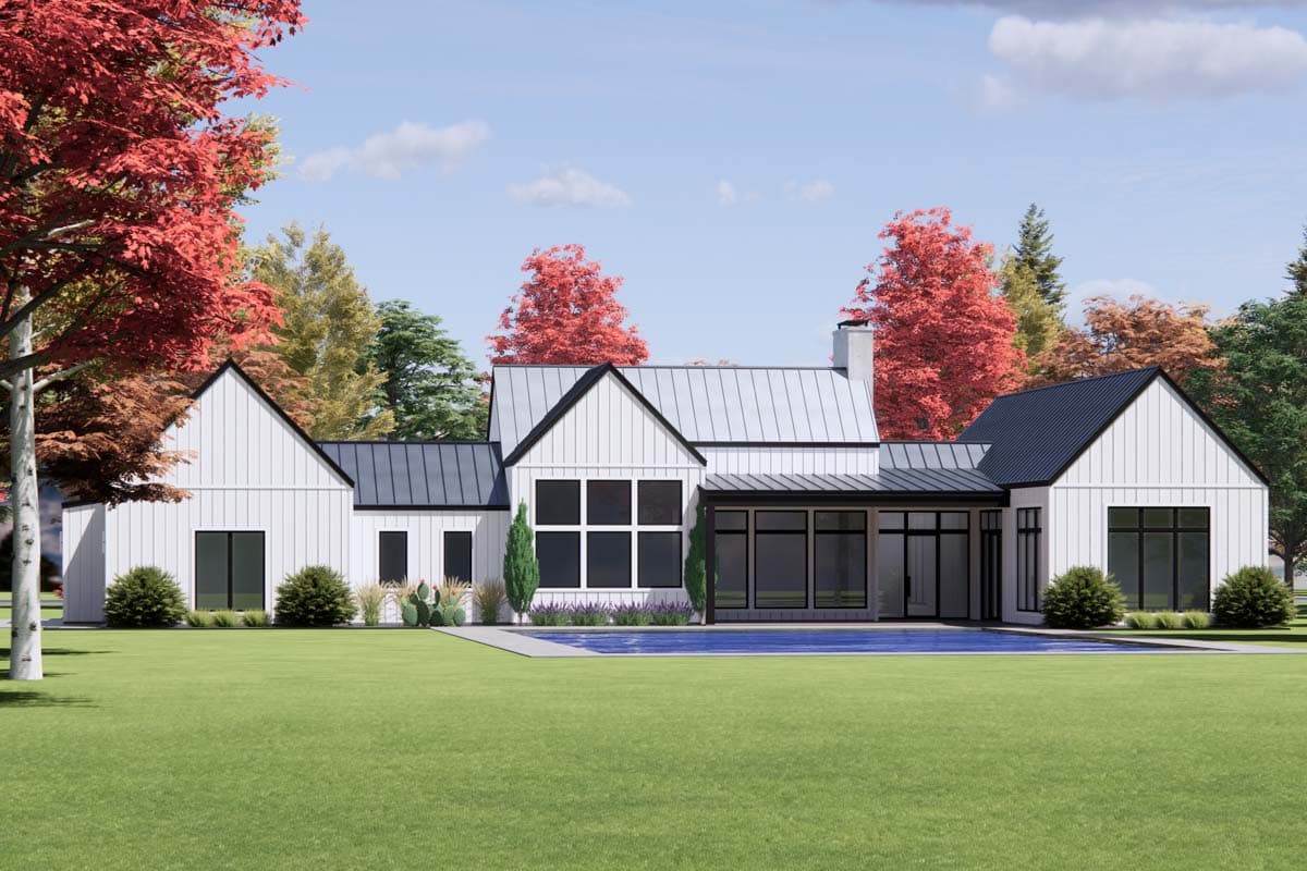 Plan 818095JSS: One-Story Transitional Farmhouse Plan with Spacious Open Concept and Split Bedrooms - Image #7 - Contemporary, Farmhouse, Hill Country, Modern Farmhouse, New American, Transitional