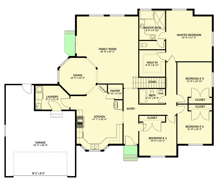 Plan 61475UT: 4 Bed Ranch House Plan with 2-Car Garage - 2356 Sq Ft - Floor Plan - Main Level - Ranch, Traditional