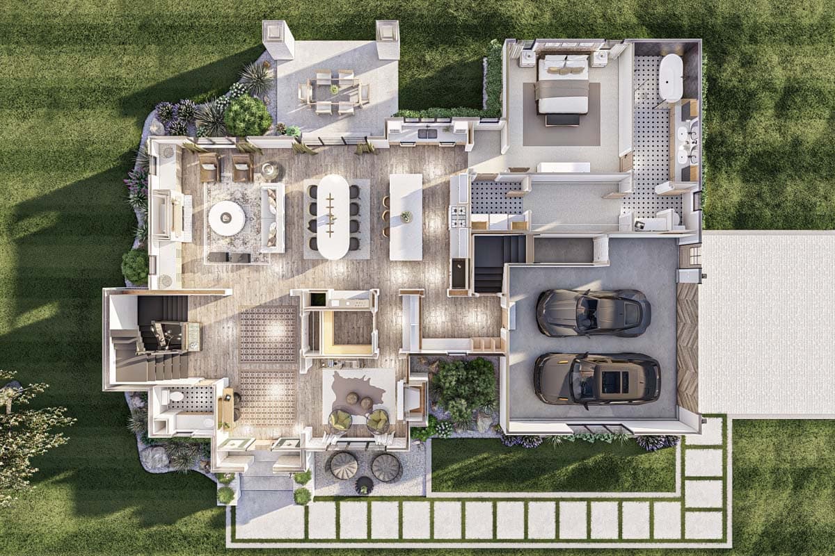 Plan 623307DJ: Transitional House Plan with Brick and Stucco Exterior - 3385 Sq Ft - Image #22 - European, New American, Transitional
