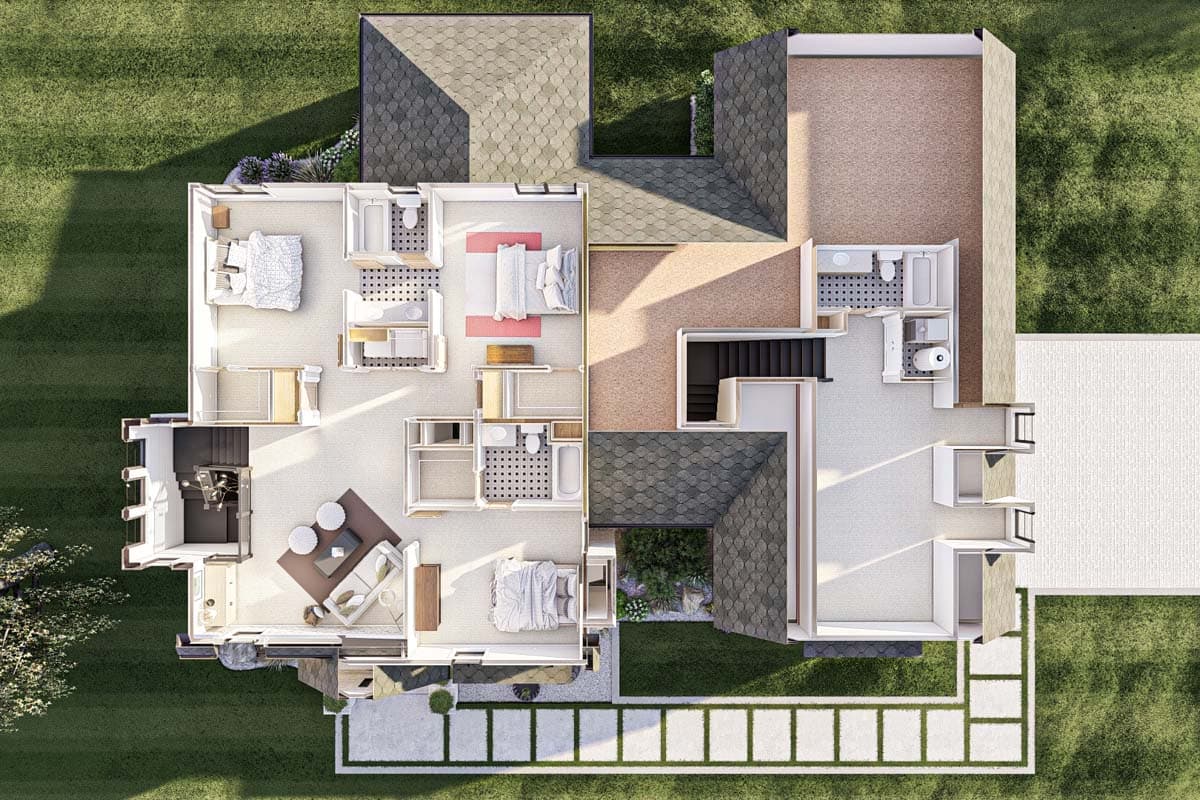 Plan 623307DJ: Transitional House Plan with Brick and Stucco Exterior - 3385 Sq Ft - Image #23 - European, New American, Transitional