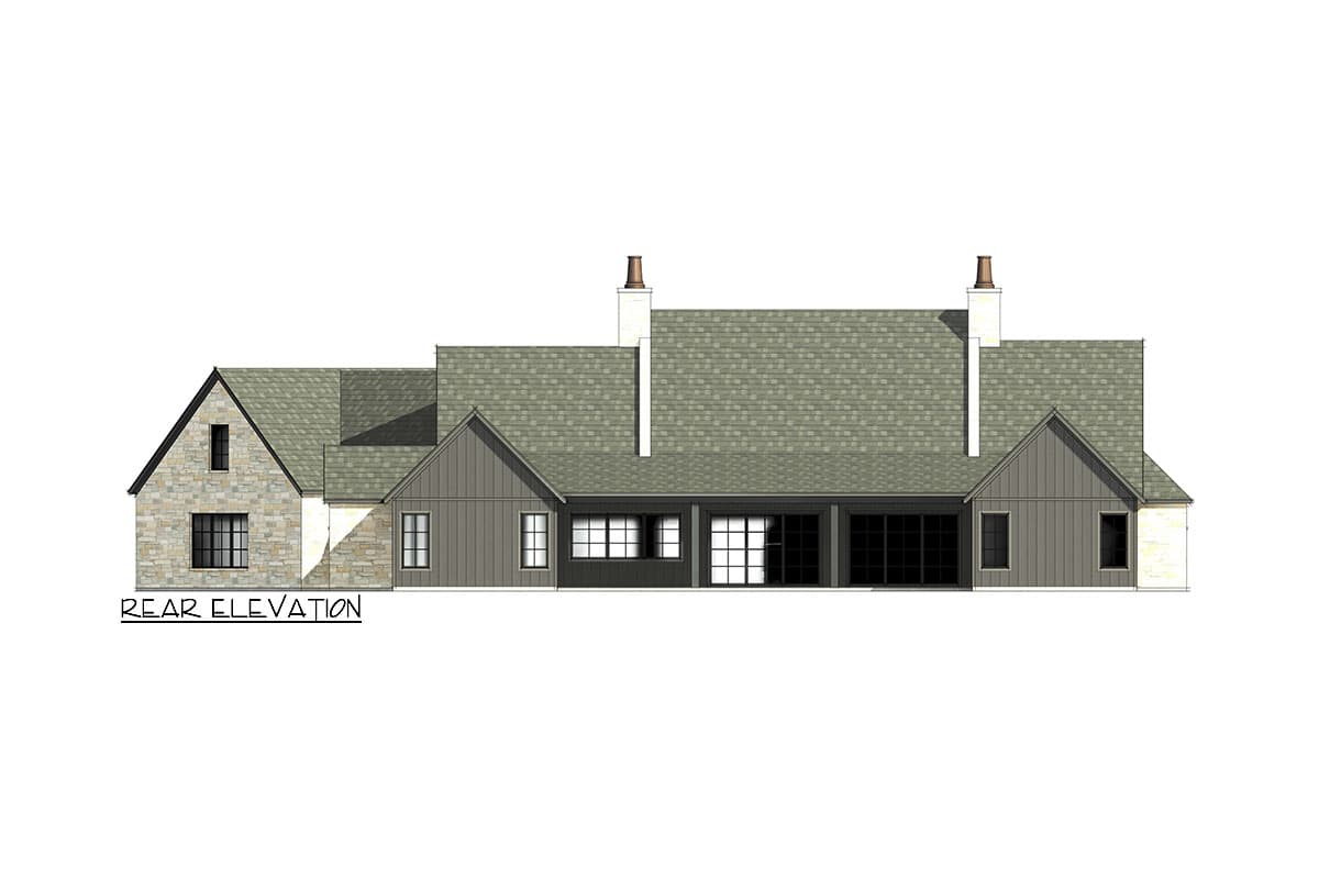 Plan 818096JSS: Transitional House Plan with 4 Beds and Angled Garage - 3817 Sq Ft - Image #7 - European, French Country, Transitional