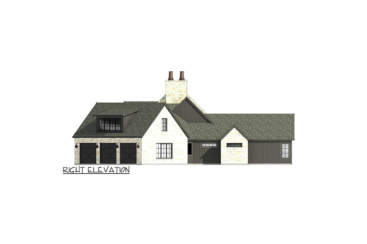 Plan 818096JSS: Transitional House Plan with 4 Beds and Angled Garage - 3817 Sq Ft - Image #8 - European, French Country, Transitional
