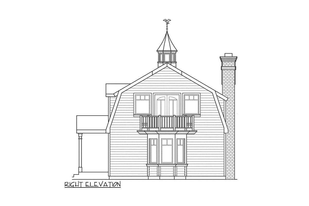 Plan 72398DA: Barn-Like 2-Story House Plan with Vaulted Second Floor - 1371 Sq Ft - Image #4 - Country, Traditional