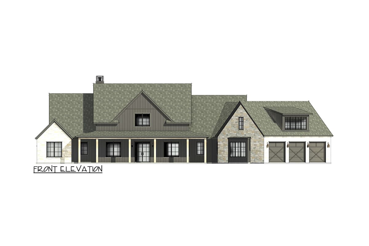 Plan 818097JSS: Modern Farmhouse Plan with 3-Car Angled Garage - 3817 Sq Ft - Image #4 - Country, Farmhouse, Modern Farmhouse, New American