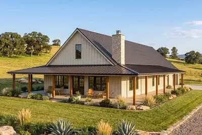 Barndominium-Style House Plan with Cathedral Ceiling Garage - 2191 Sq Ft