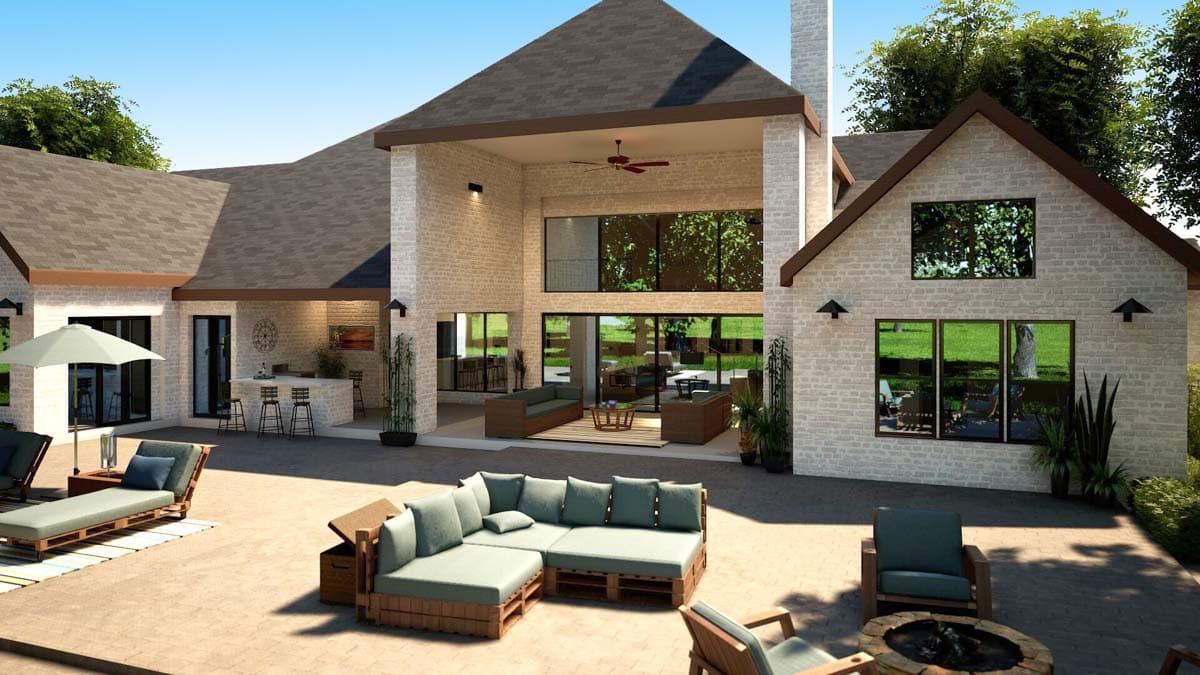 Plan 36695TX: Luxury Hill Country House Plan with 2-Story Family and Dining Rooms - 4575 Sq Ft - Image #7 - European, Hill Country, Transitional