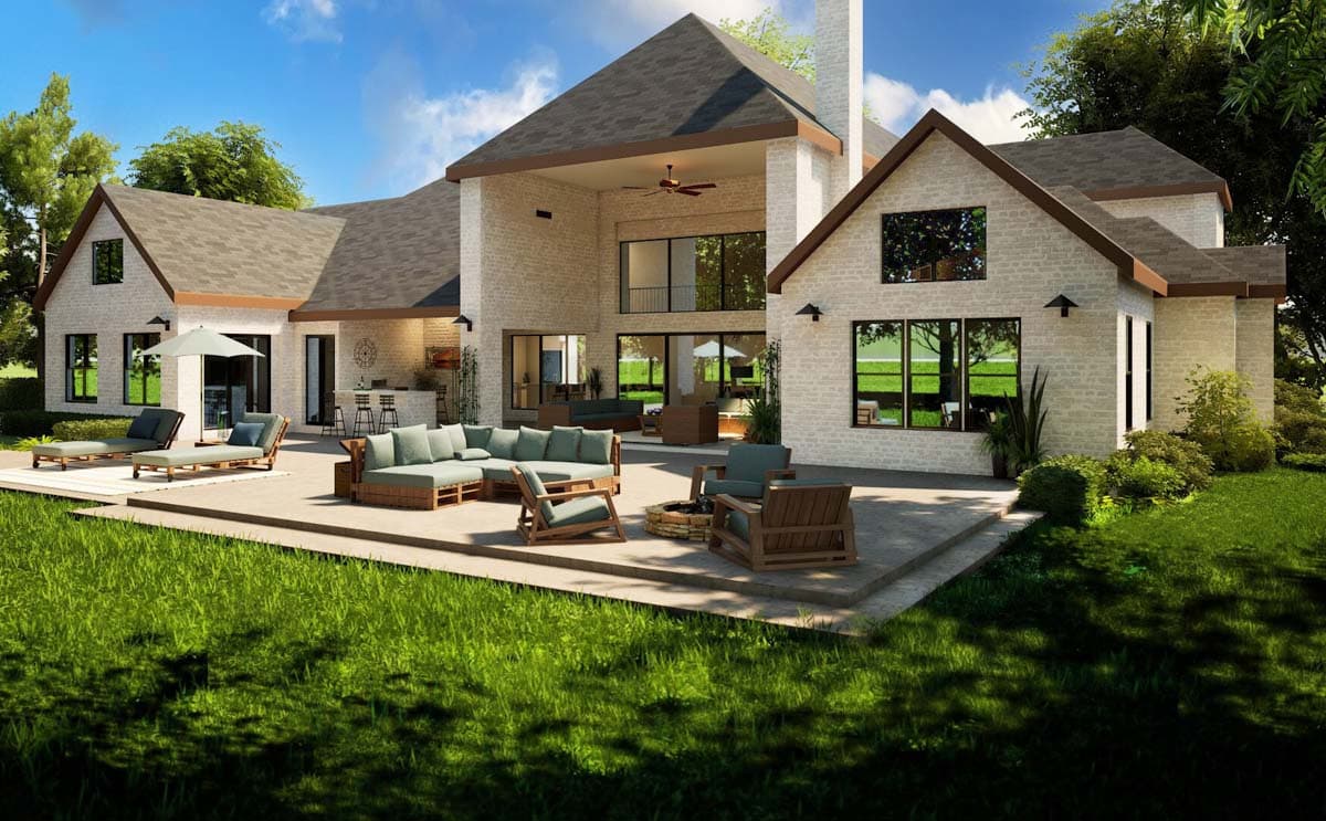 Plan 36695TX: Luxury Hill Country House Plan with 2-Story Family and Dining Rooms - 4575 Sq Ft - Image #8 - European, Hill Country, Transitional